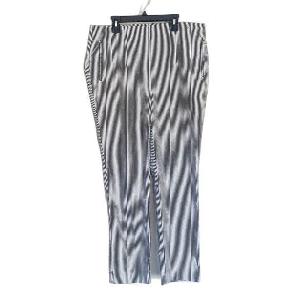 Rafaella Pants - Rafaella Slim Fit Ponte Pants Pull‎ On Light Gray Pinstripe Plus Size 14